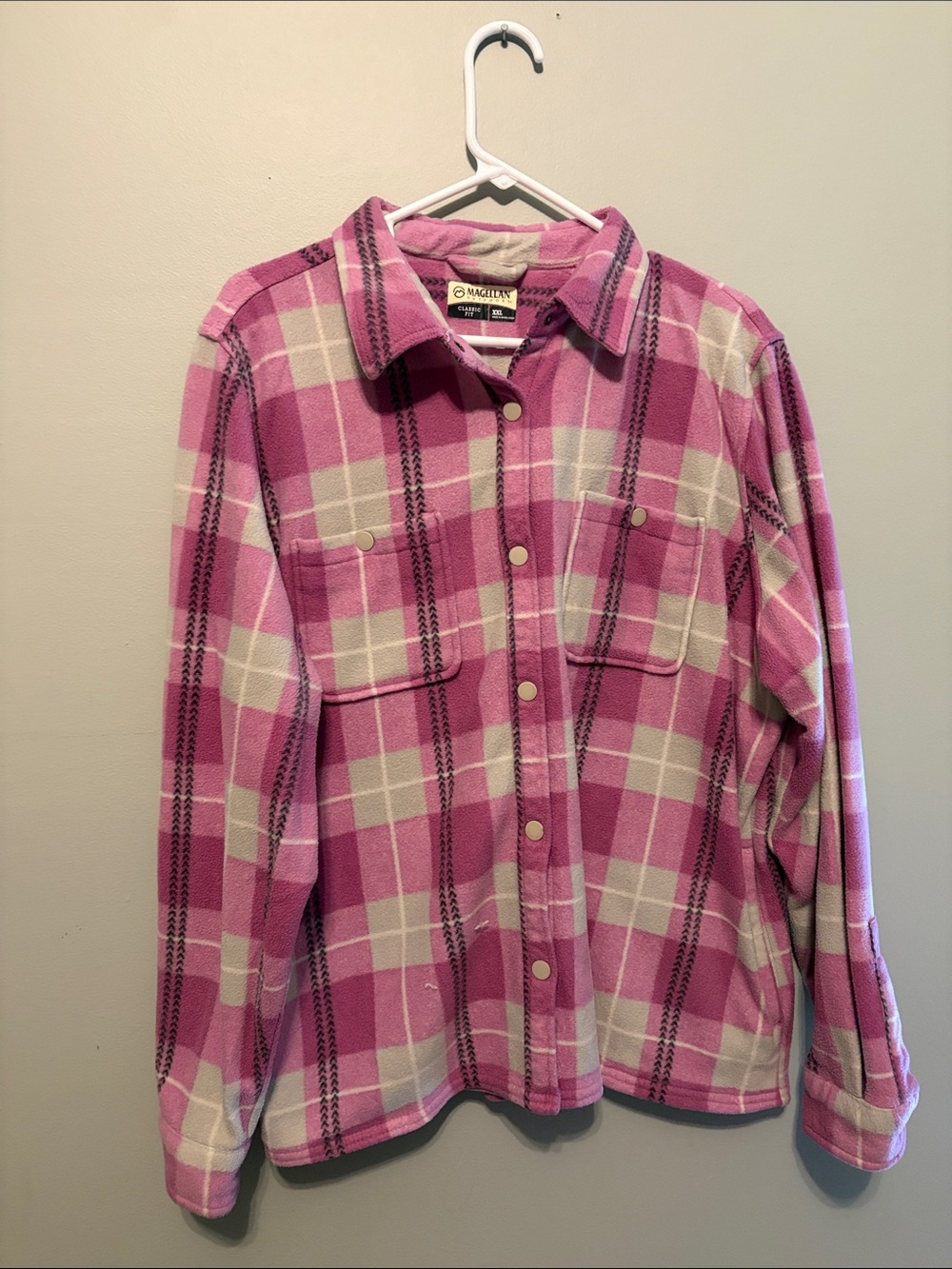 Magellan Outdoors Pink Plaid Fleece Shirt Jacket